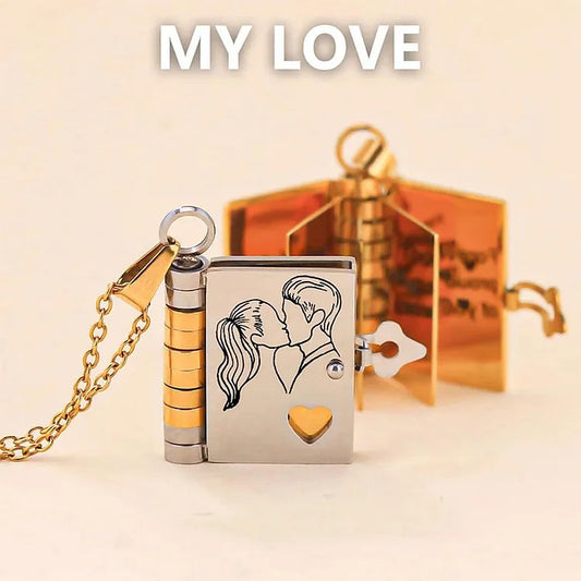 For Love - I Love You Book Necklace