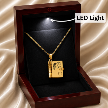 For Love - I Love You Book Necklace
