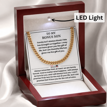 To My Bonus Son - "My Family Forever" Cuban Link Chain Gift