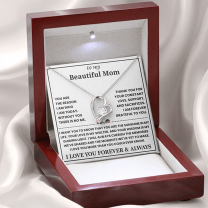 To My Mom - Love You Forever Heart Necklace