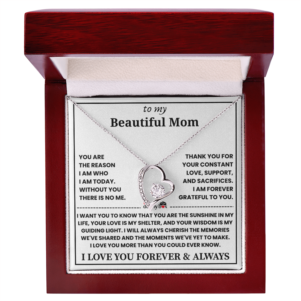 To My Mom - Love You Forever Heart Necklace