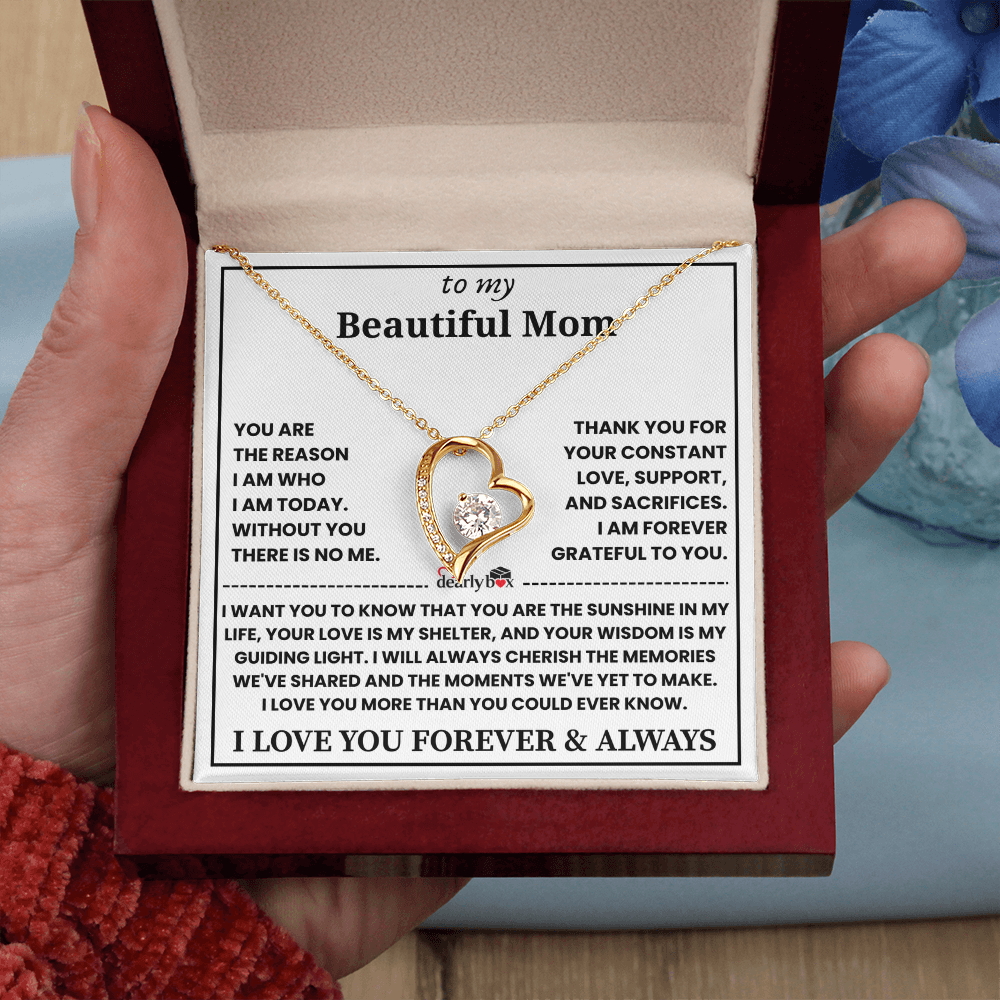 To My Mom - Love You Forever Heart Necklace