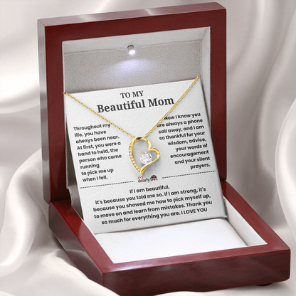 To My Beautiful Mom I Love you "Heart Necklace"