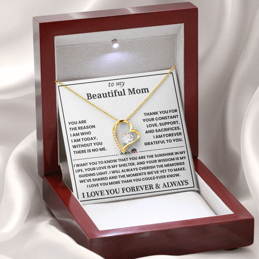 To My Mom - Love You Forever Heart Necklace