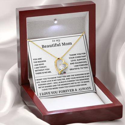 To My Mom - Love You Forever Heart Necklace