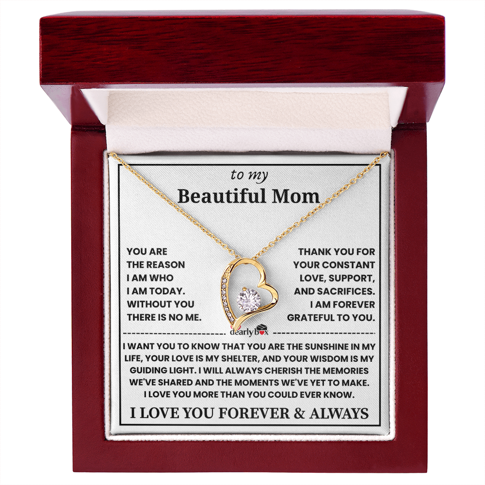 To My Mom - Love You Forever Heart Necklace