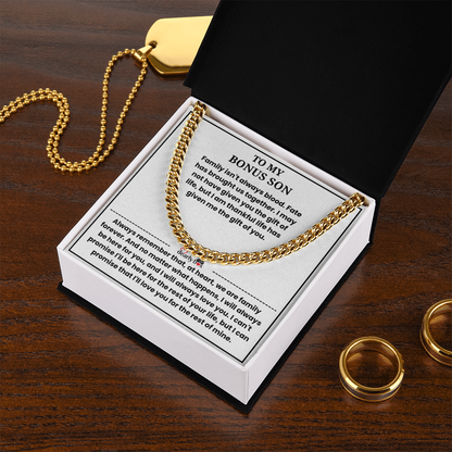 To My Bonus Son - "My Family Forever" Cuban Link Chain Gift