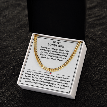 To My Bonus Son - "My Family Forever" Cuban Link Chain Gift