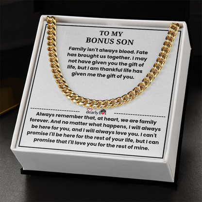 To My Bonus Son - "My Family Forever" Cuban Link Chain Gift