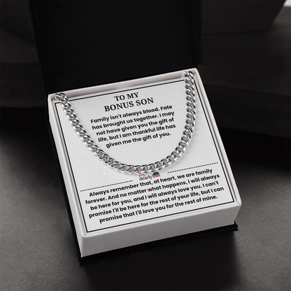 To My Bonus Son - "My Family Forever" Cuban Link Chain Gift