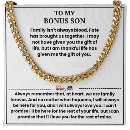To My Bonus Son - "My Family Forever" Cuban Link Chain Gift