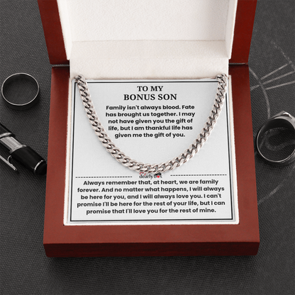 To My Bonus Son - "My Family Forever" Cuban Link Chain Gift
