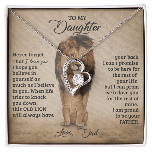 To My Daughter Proud Lion Love Forever Necklace