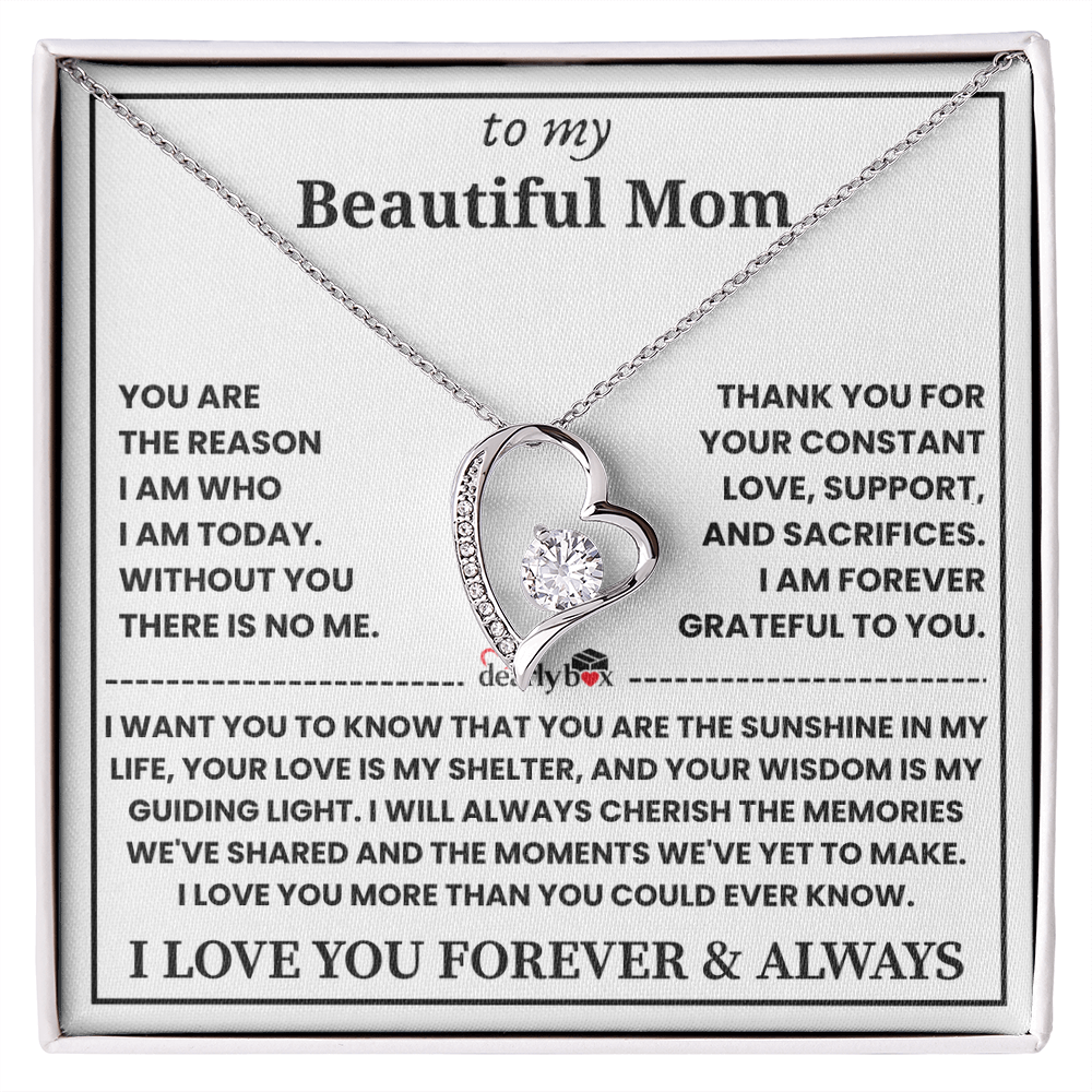 To My Mom - Love You Forever Heart Necklace