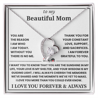 To My Mom - Love You Forever Heart Necklace