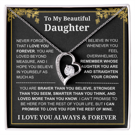 To My Daughter Love You Always & Forever Necklace