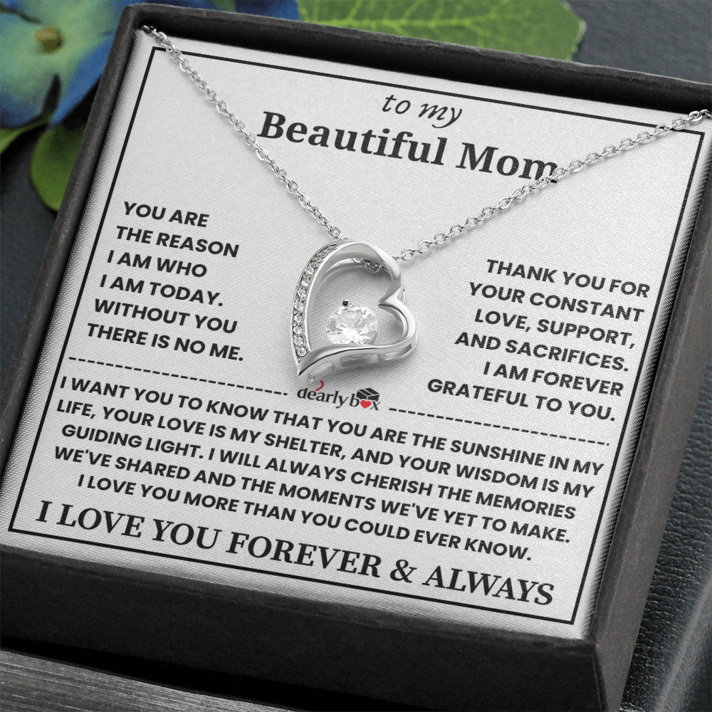 To My Mom - Love You Forever Heart Necklace