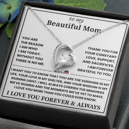 To My Mom - Love You Forever Heart Necklace