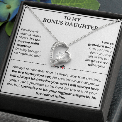 To My Bonus Daughter "Heart Love" Necklace