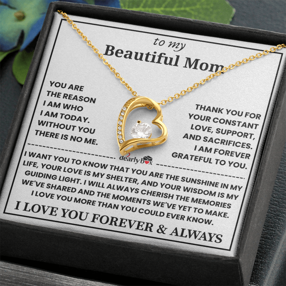 To My Mom - Love You Forever Heart Necklace