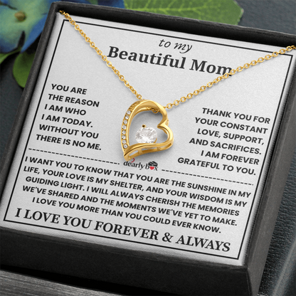To My Mom - Love You Forever Heart Necklace