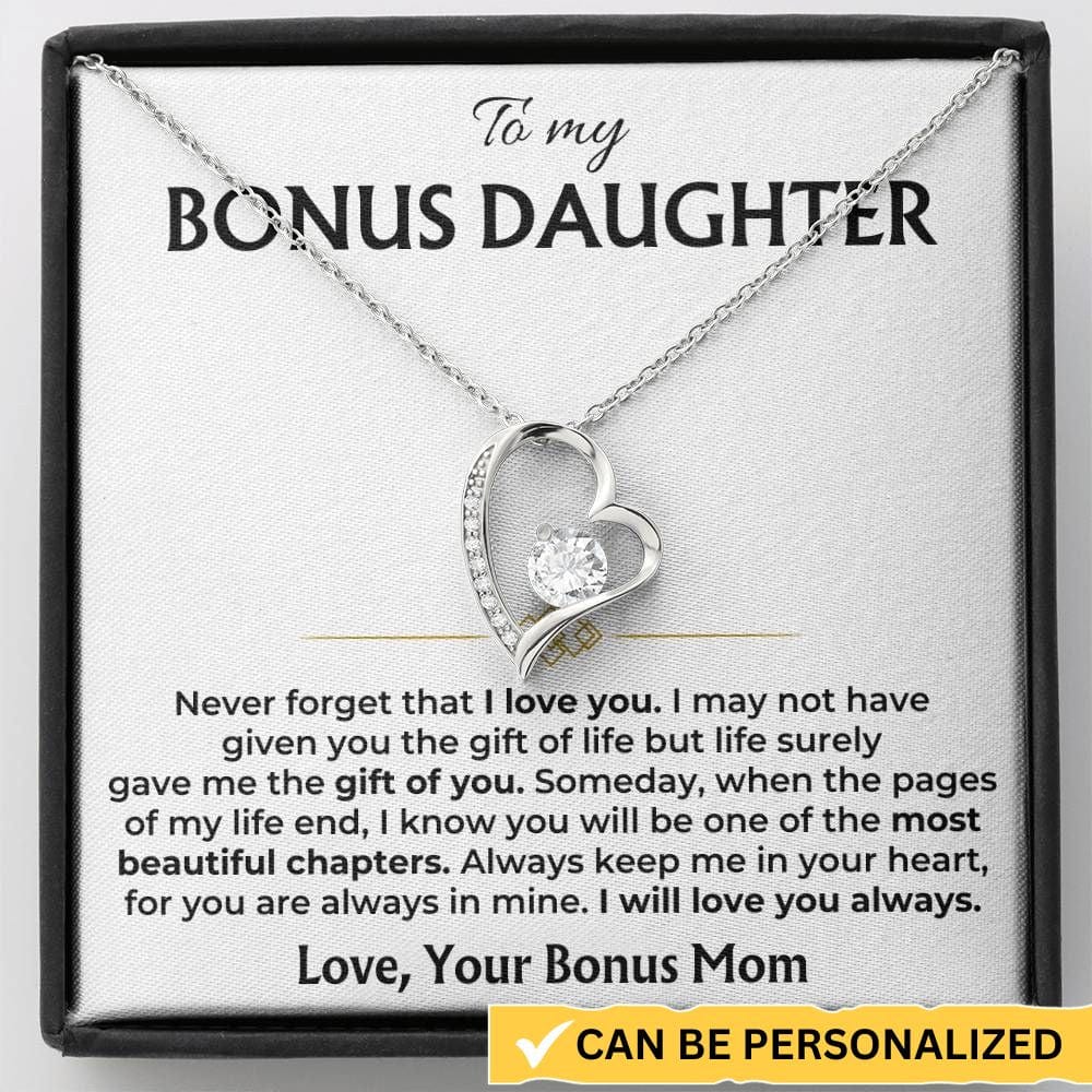 Bonus daughter white gold finish necklace with message card