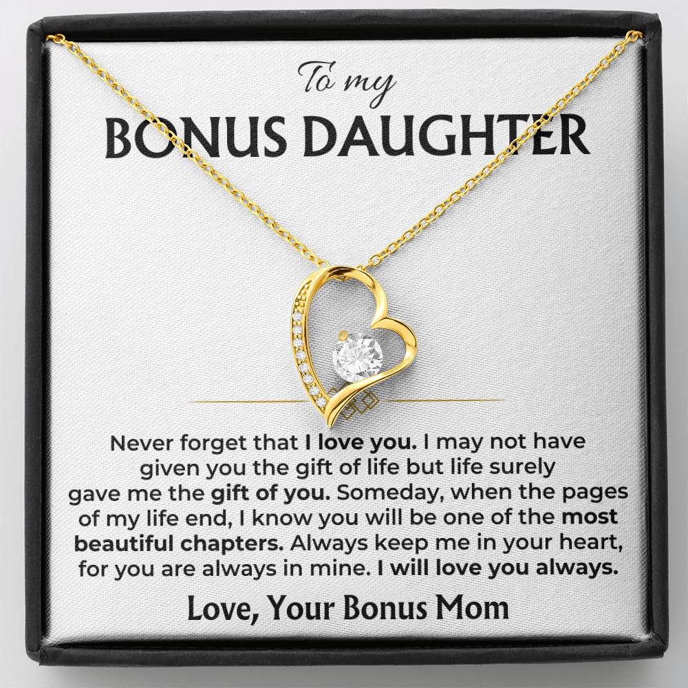 Bonus daughter yellow gold finish necklace with message card