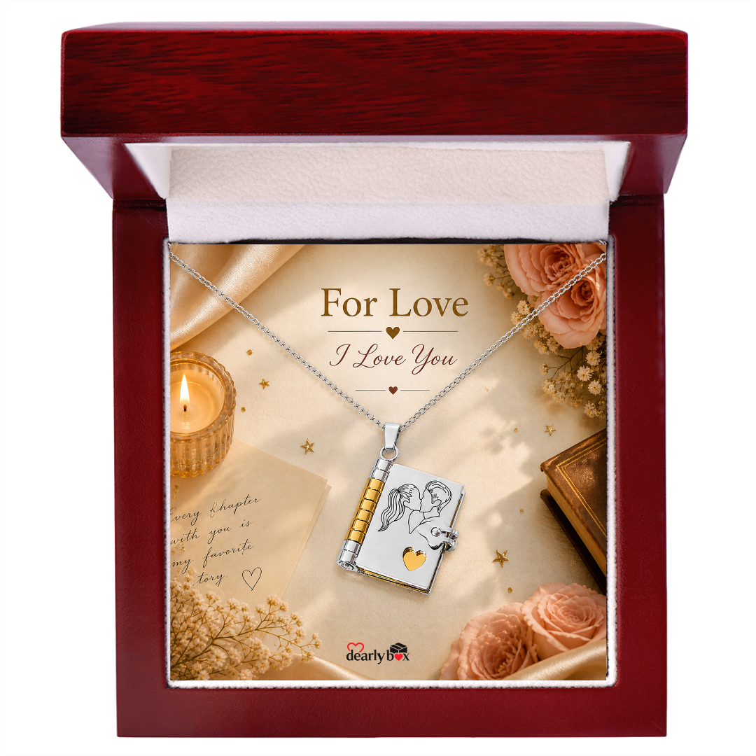 For Love - I Love You Book Necklace